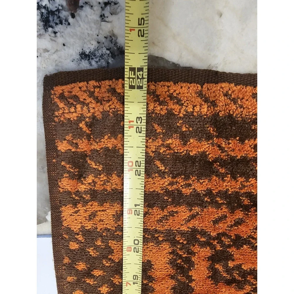 Vintage Lady Pepperell 70s Brown Orange Towel Set 2 Bath/2 Hand/2 Wash MCM Mod